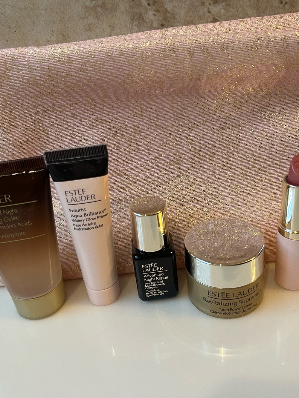 Estee Lauder Mini Skincare & Primer Set in Pink and Gold